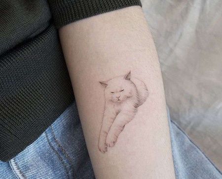 小清新小臂猫纹身图案