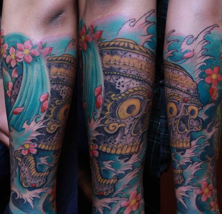 手臂传统嘎巴拉纹身图案