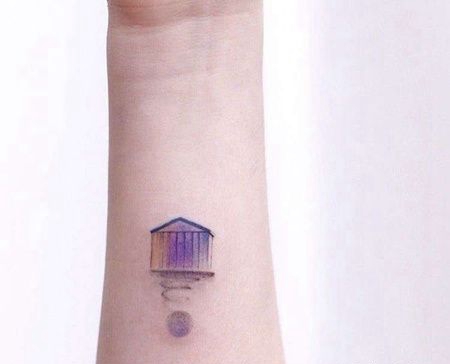 小清新小臂房子纹身图案