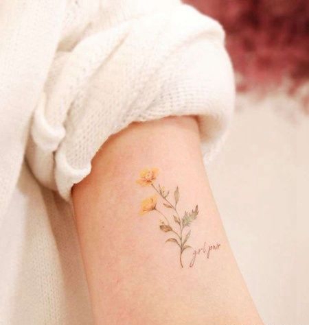 小清新大臂向日葵纹身图案