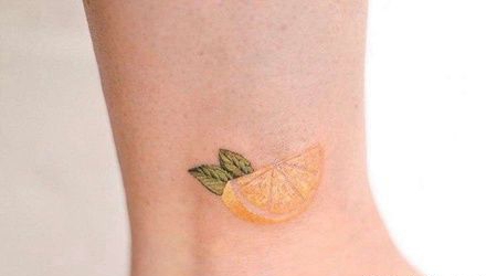 小清新脚踝柠檬纹身图案