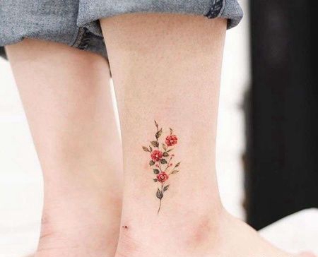 小清新水彩花卉纹身图案