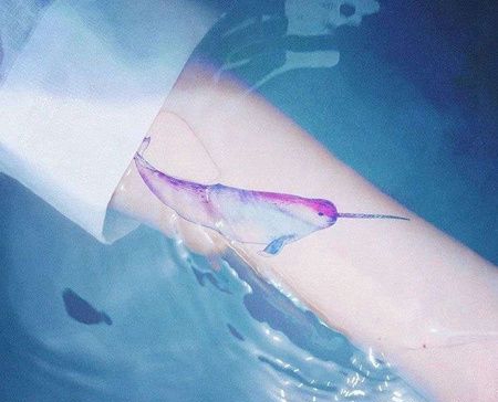 水彩小臂海豹纹身图案