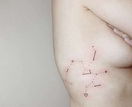 小清新侧腰星星纹身图案