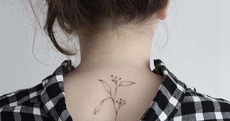 小清新后背叶子纹身图案