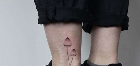 小清新脚踝蘑菇纹身图案