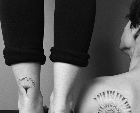 小清新脚踝银杏叶纹身图案