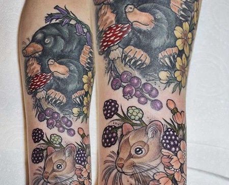 New School胳膊鼹鼠老鼠纹身图案