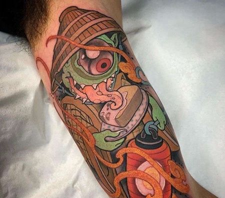 New School大臂伞妖纹身图案