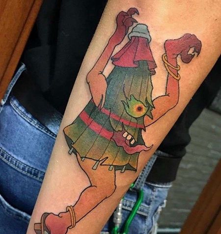 日式小臂伞妖纹身图案