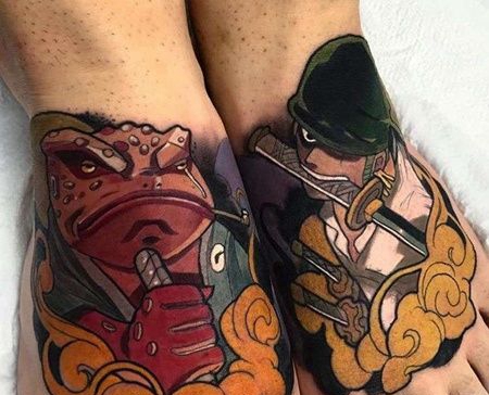 卡通脚背青蛙索隆纹身图案