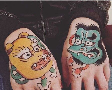 日式手背夜叉纹身图案