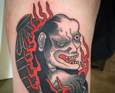 日式小腿灯笼纹身图案