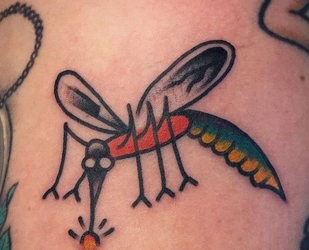 Old School大腿蚊子纹身图案