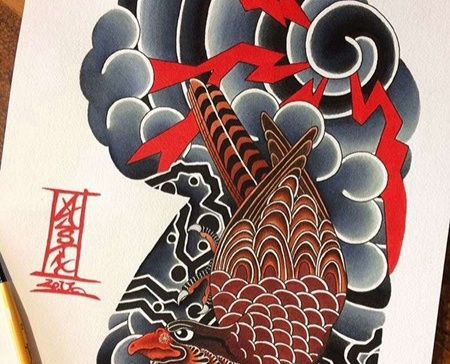 日式大臂老鹰纹身图案