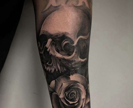写实小臂美国骷髅纹身图案