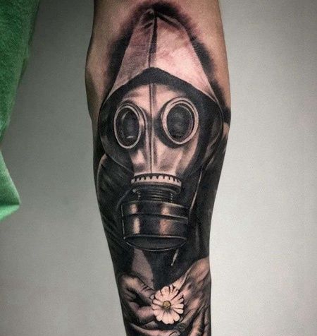 写实小臂防毒面具纹身图案