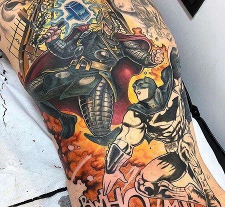 卡通后背雷神蝙蝠侠纹身图案