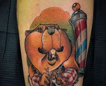 New School小腿仓鼠纹身图案