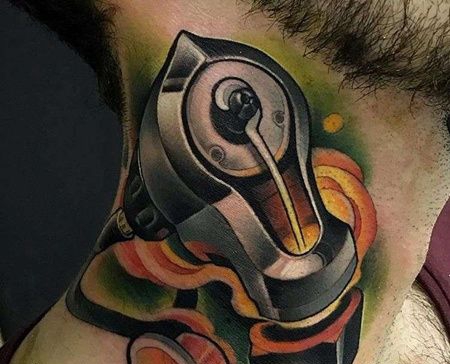 New School脖子纹身机纹身图案