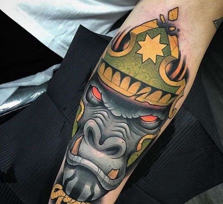 New School小臂猩猩纹身图案