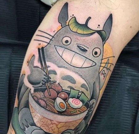 New School小腿龙猫纹身图案