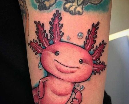 New School小腿蝾螈纹身图案