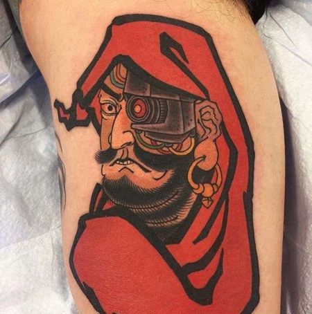 日式大腿达摩纹身图案