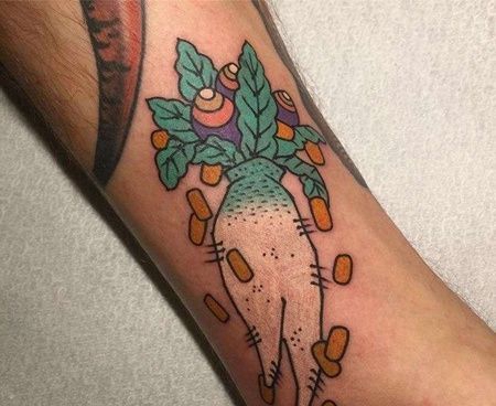 日式小腿萝卜纹身图案