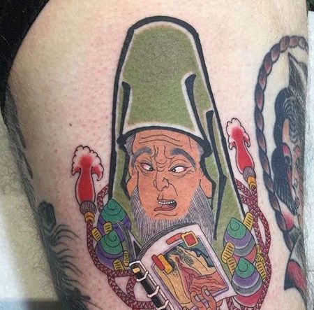 日式大腿仙人纹身图案