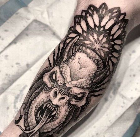 New School小臂克苏鲁纹身图案