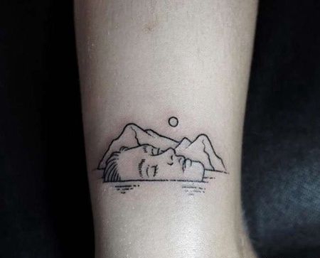 小清新脚踝人脸纹身图案