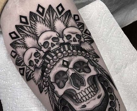 点刺小臂骷髅纹身图案