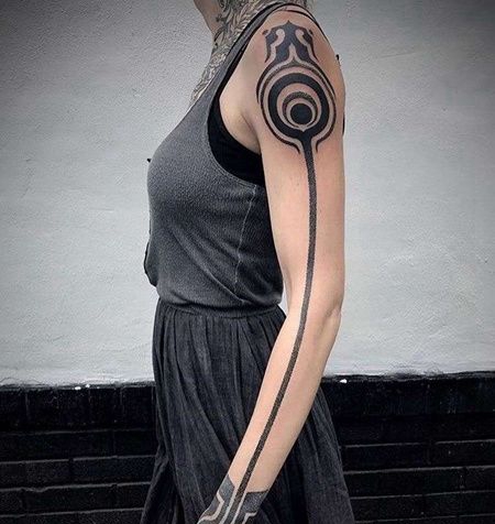 点刺胳膊图腾纹身图案