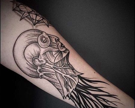 线条小臂进击的巨人纹身图案