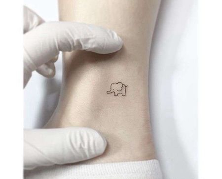 小清新脚踝大象纹身图案
