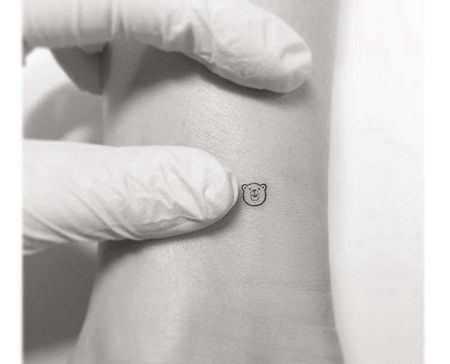 小清新脚踝熊纹身图案