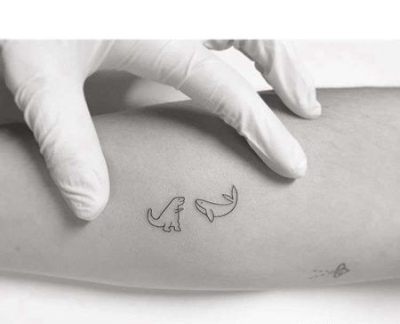 小清新小腿恐龙鲸鱼纹身图案