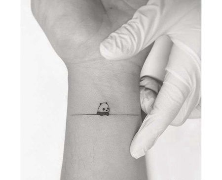 小清新手腕熊猫纹身图案