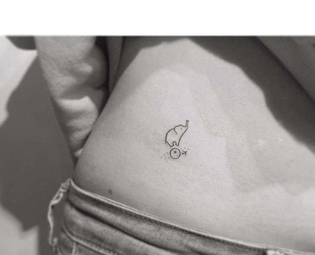 小清新侧腰大象纹身图案