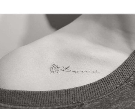 小清新锁骨字母纹身图案