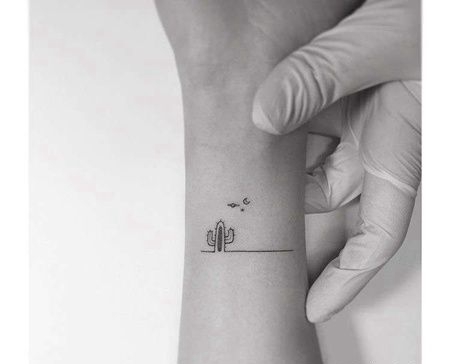 小清新小臂仙人掌纹身图案