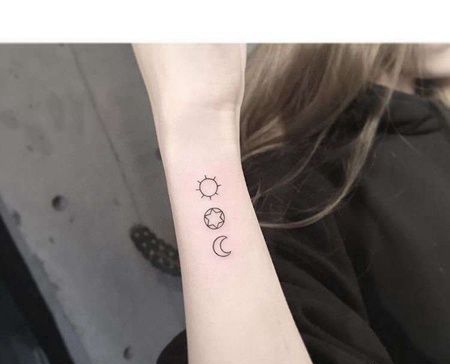 小清新手腕太阳月亮纹身图案