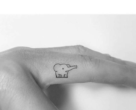 小清新指缝大象纹身图案