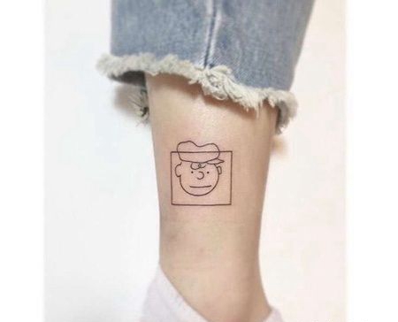 小清新脚踝线条人像纹身图案