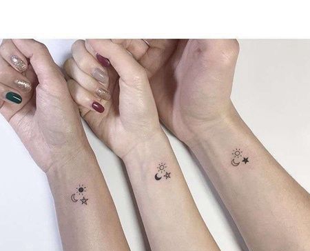小清新手腕太阳月亮星星纹身图案