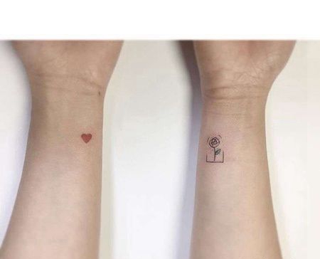 小清新手腕爱心玫瑰纹身图案