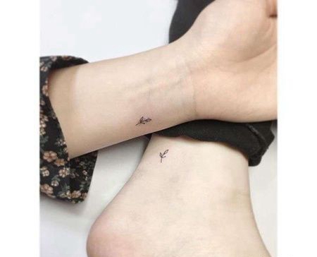 小清新手腕脚踝叶子纹身图案