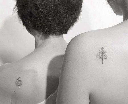 小清新后肩树纹身图案