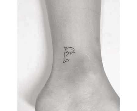 小清新脚踝海豚纹身图案
